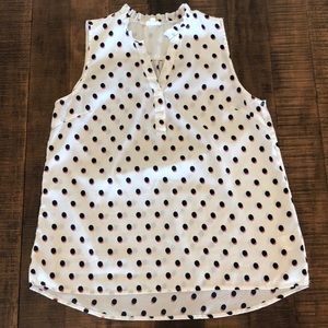 Navy and rust polka dot top